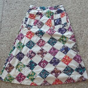 Anthropologie Multicolor Patchwork A-Line Skirt By Tiny Small